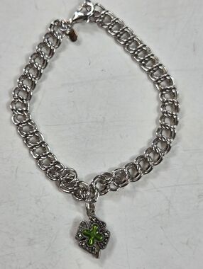 sterling silver luck of the irish 4 leaf clover charm bracelet 7in enameled
